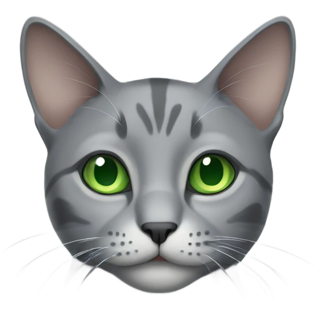 Grey cat with green eyes emoji