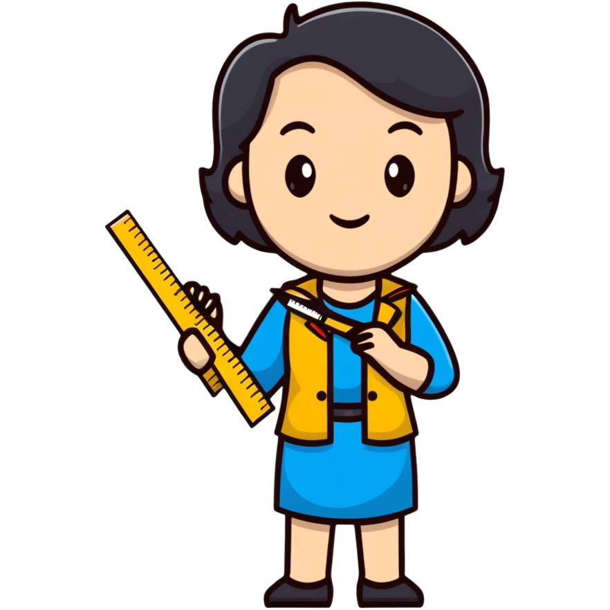 full body mad female teacher with ruler emoji
