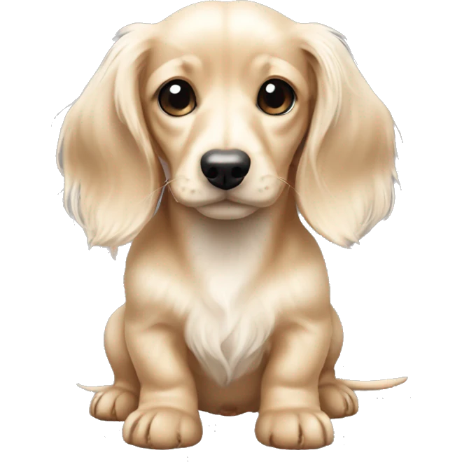 mini long haired puppy dachshund cream white colors foolish emoji