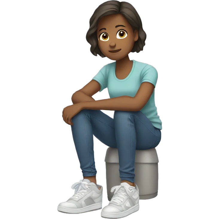girl sitting in sneakers solo emoji