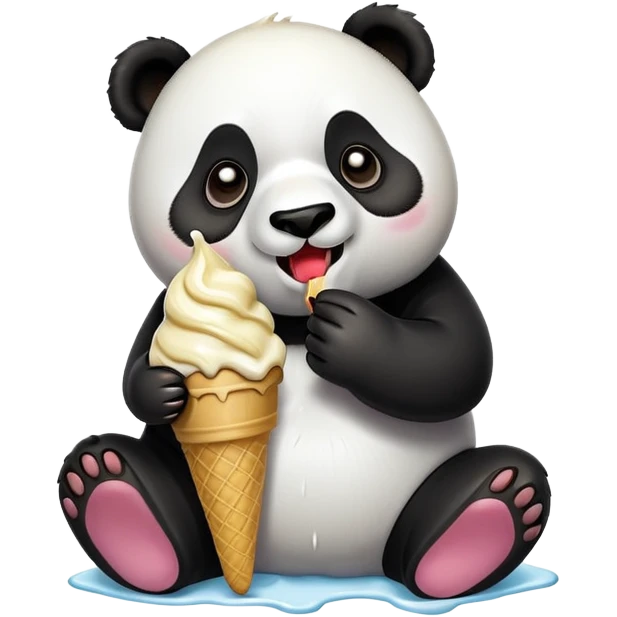 Panda eating ice cream emoji