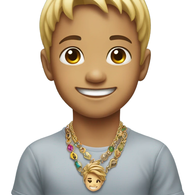 smiling boy with jewelry portrait emoji