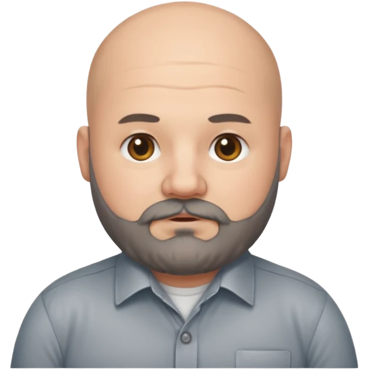 Bald chubby professional man with bushy black and grey beard, wearing a button down shirt emoji