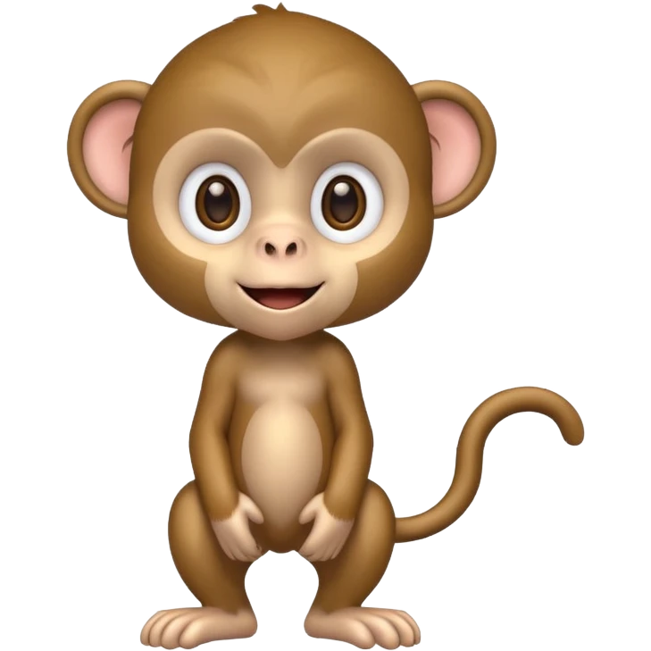 Cute 2.5D shading Graphics. Front View Standing Monkey. emoji
