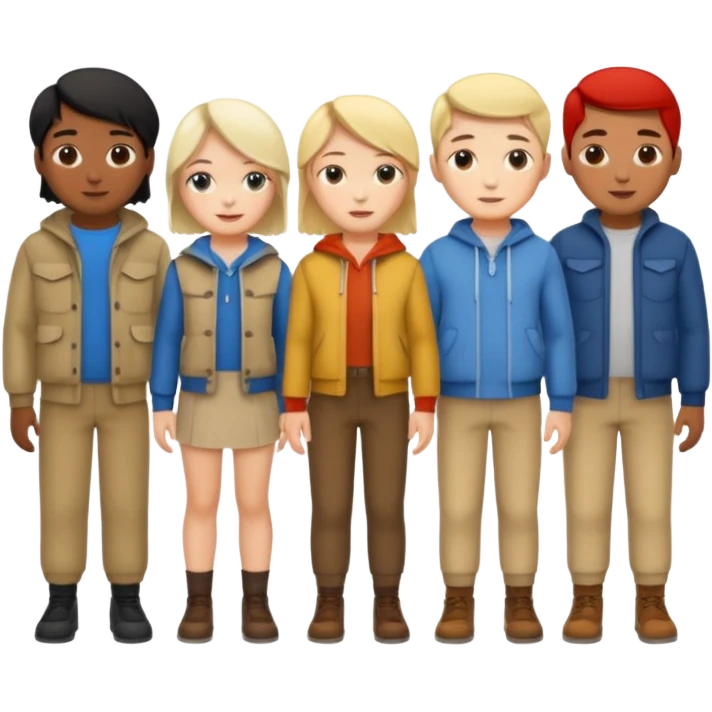 Make 7 people that are all white emoji