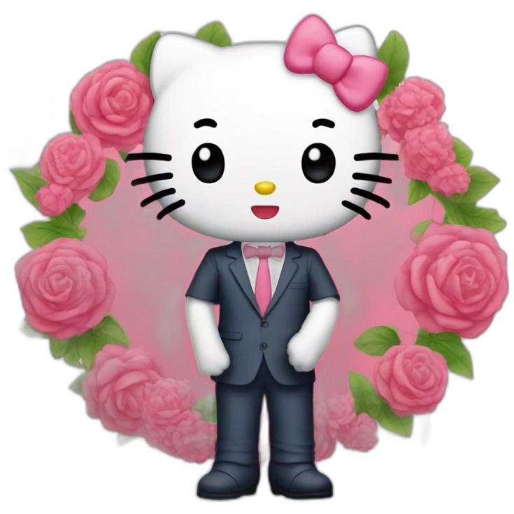 Hello kitty qui fait un bisous a macron emoji