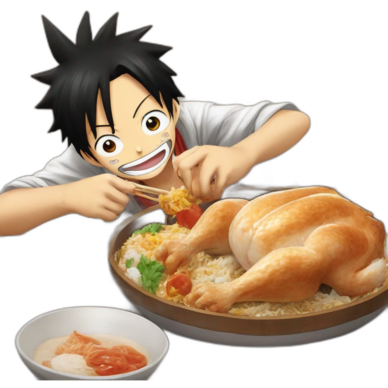Luffy entrain de manger du poulet a wano emoji