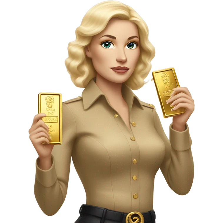Blonde Ralph lauren women working holding gold bars  emoji
