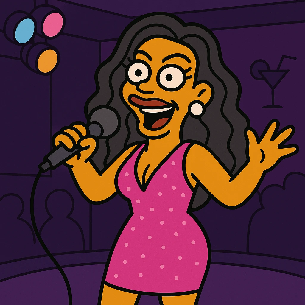 The singer is best known by her moniker, Queen B. 1 female person inside the night club. on stage  emoji
