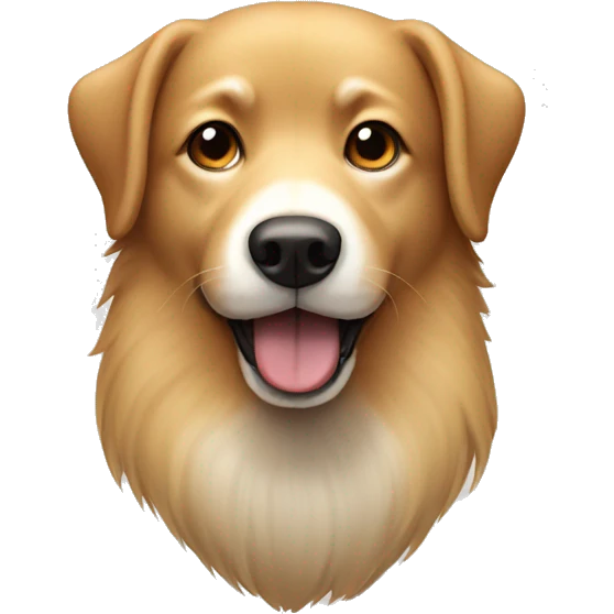 Tan dog with rectangular white shout, round eyes, and bushy eyebrows  emoji