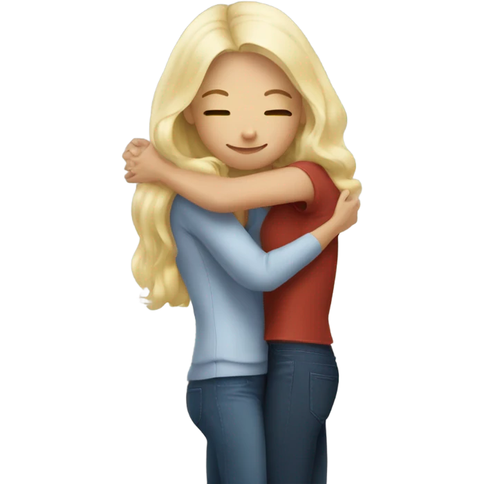 The woman blonde hugs the girl brunette  emoji