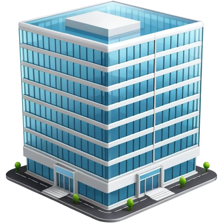 generate realistic detailed office glass building in 3d style emoji