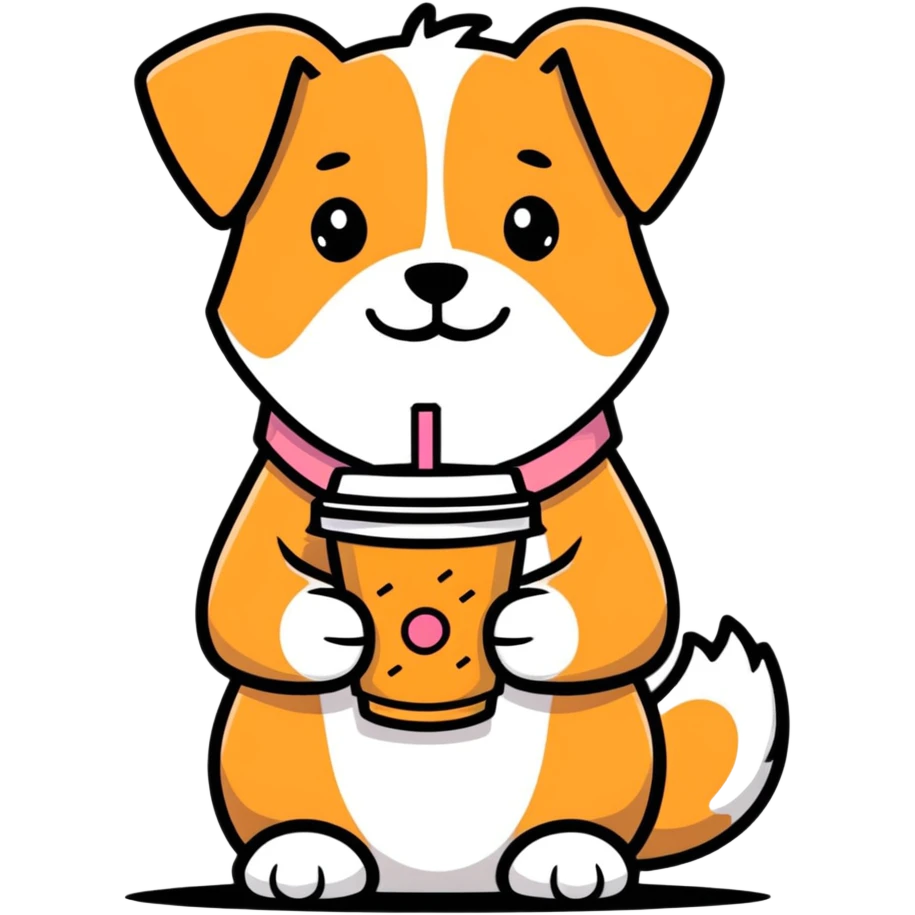 dog holding dunkin emoji