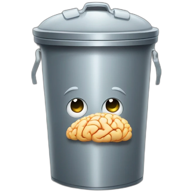a trashcan with brain on top emoji