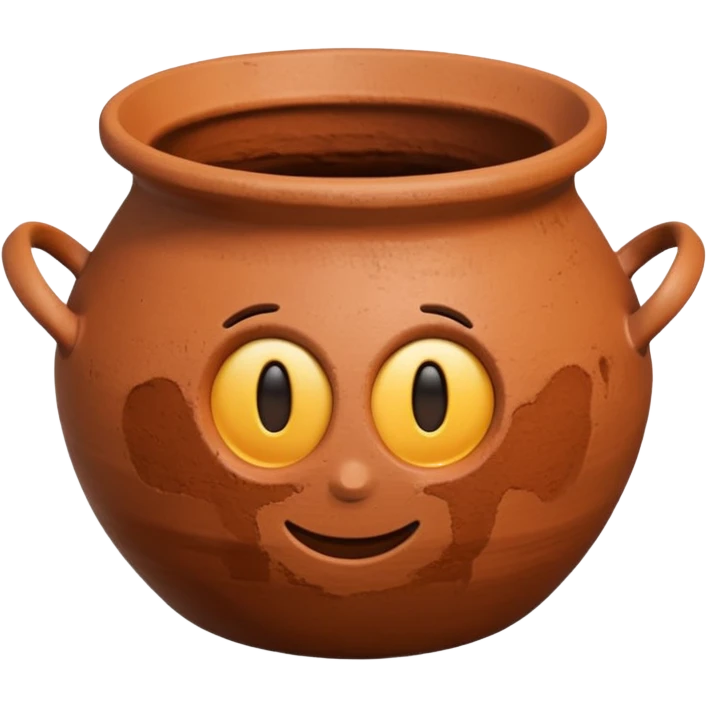 top-down view of a basic clay pot showing the opening, emoji style emoji