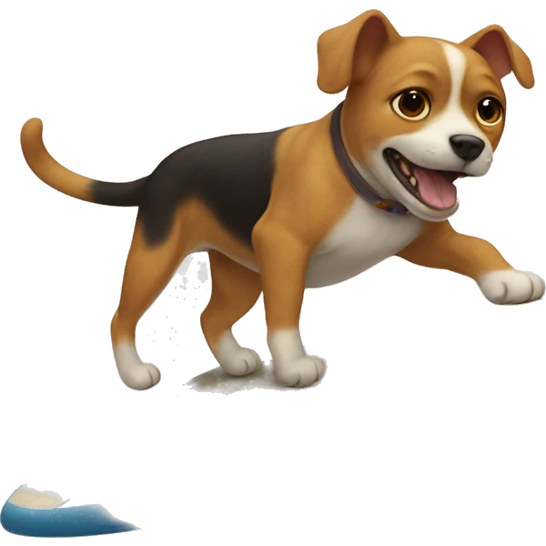A cat surfing a dog emoji