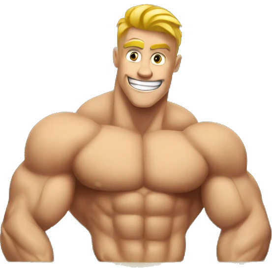 Muscle flexing guy in picture frame emoji