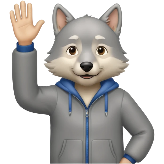 grandpawolf wholebody standing and waving his hand emoji