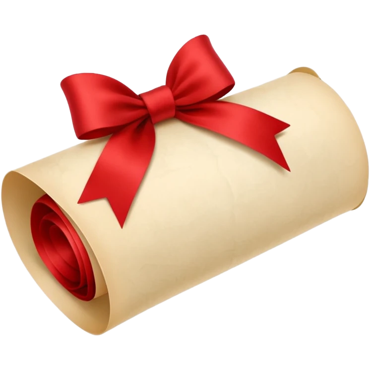 scroll or rolled-up invitation with a red ribbon emoji