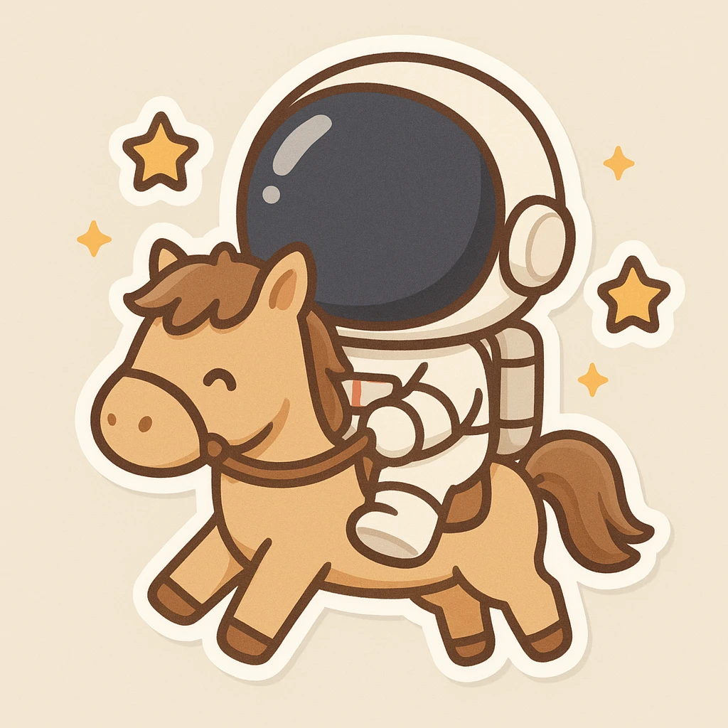astronaut on horseback with stars in background emoji