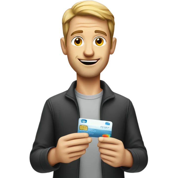White man holding credit card with a table of salt emoji