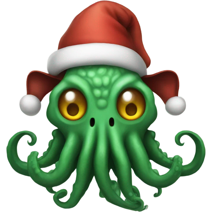 cthulhu with Christmas hat emoji