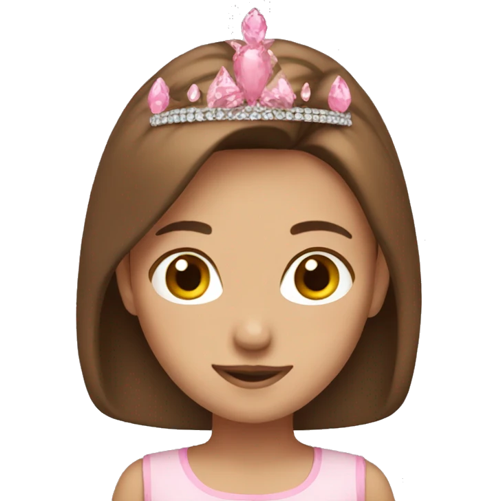 Girl with brown hair pink tiara emoji emoji