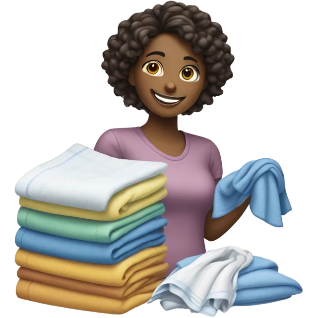 pretty girl folding laundry emoji
