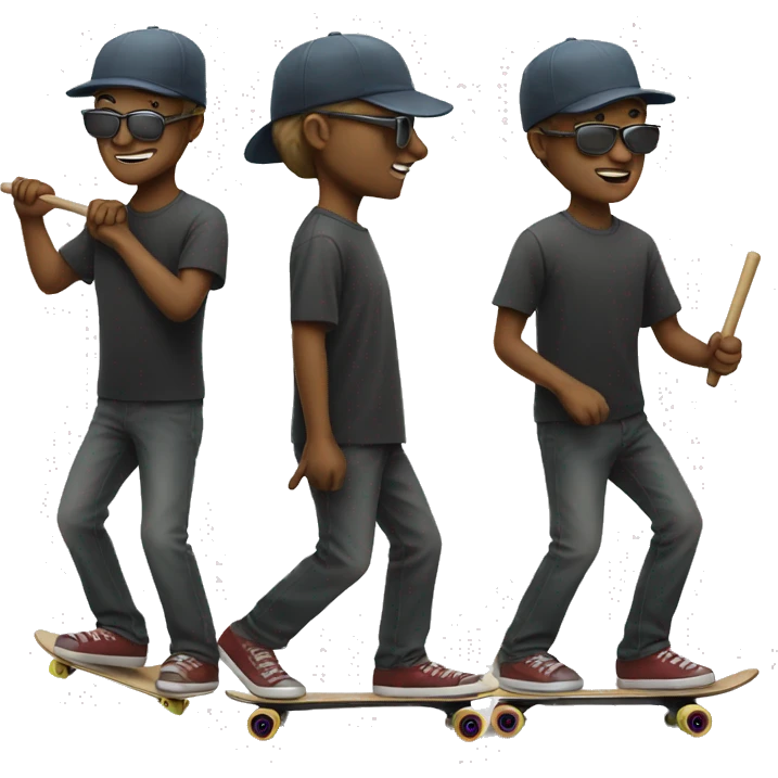 Blind man with a cane on a skateboard  emoji