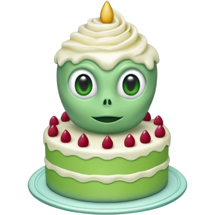 alien holding a cake emoji