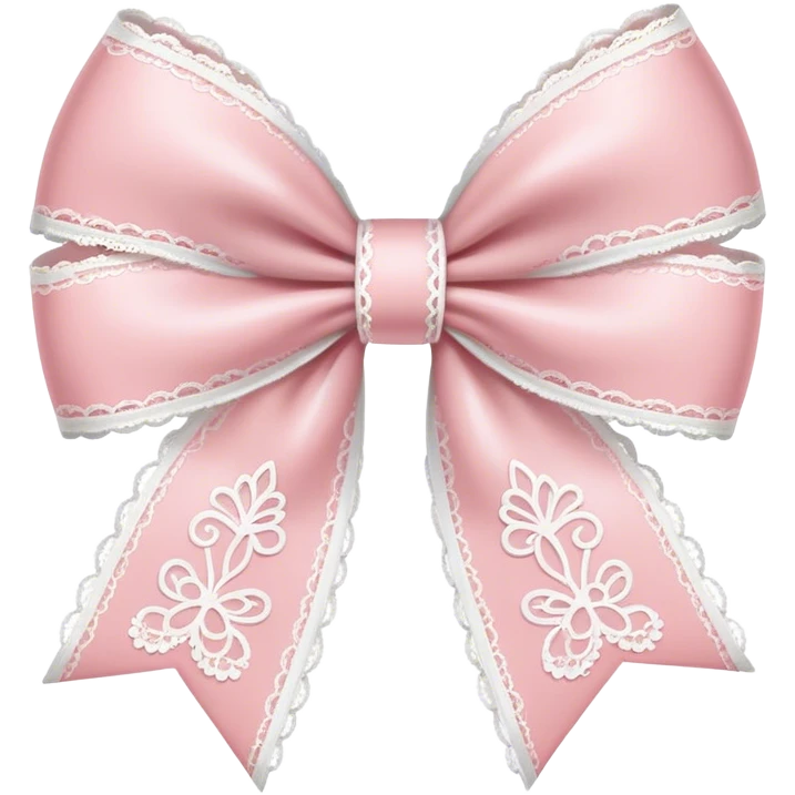 light pink bow with white lace on edges  emoji
