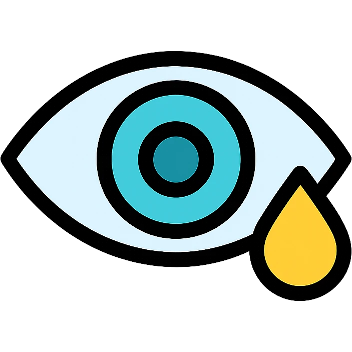 medical icon of an eye with a yellow droplet at the corner emoji