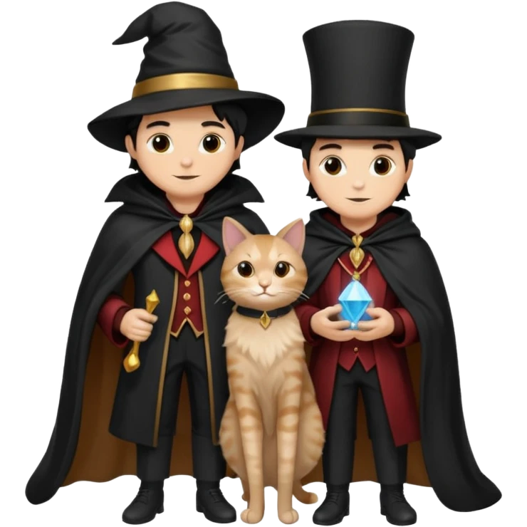 magician couple and their pet cat emoji
