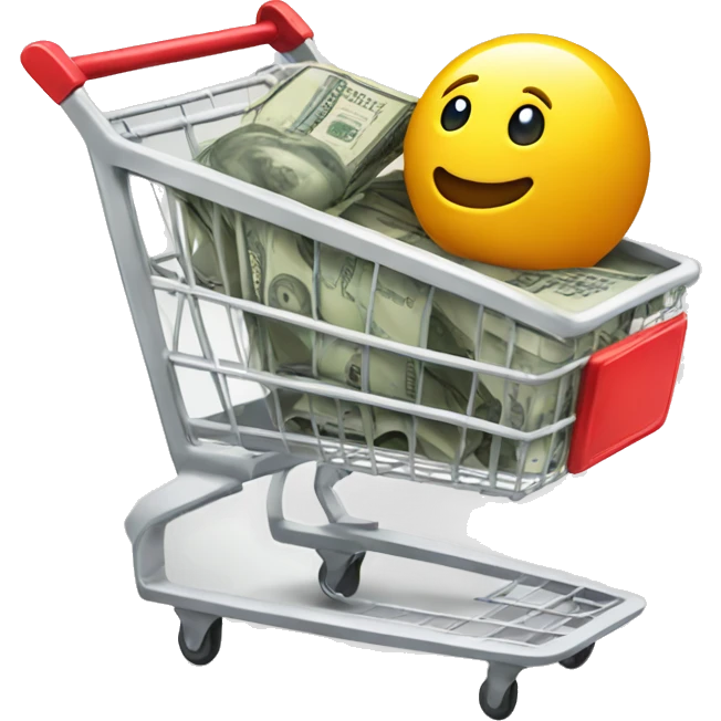 shopping cart with $100K  emoji