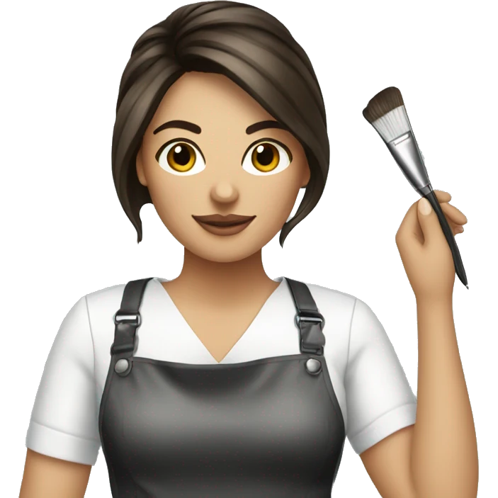 Brunette hairstylist  painting ha emoji