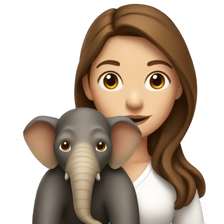 French woman with long brown hair, with a monkey on her shoulder, riding an elephant emoji