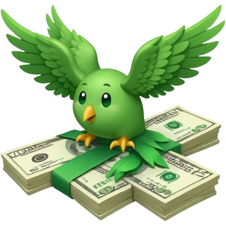 un fajo de dólares con alas volando emoji