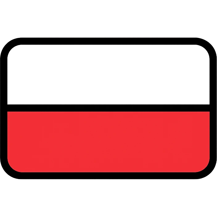 flag of Poland, simple, two horizontal bands, white on top, red on bottom, clear and sharp icon style emoji