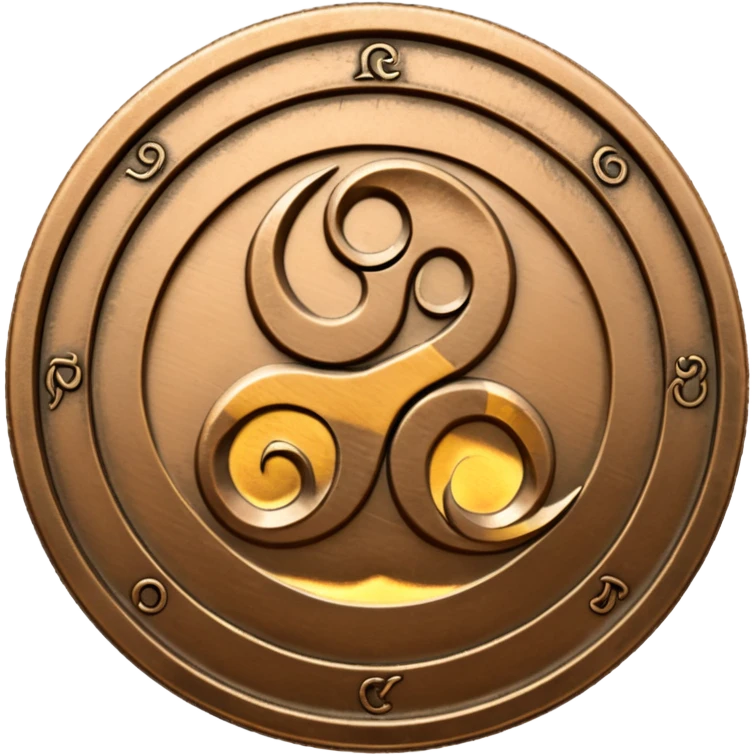 A mora coin with a triskelion on it  emoji