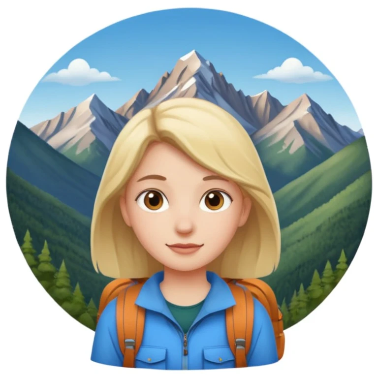 girl back packing mountains background  emoji