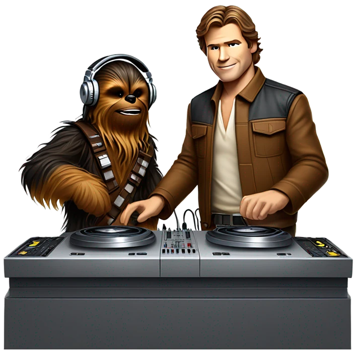 Han Solo and Chewbacca as DJs emoji