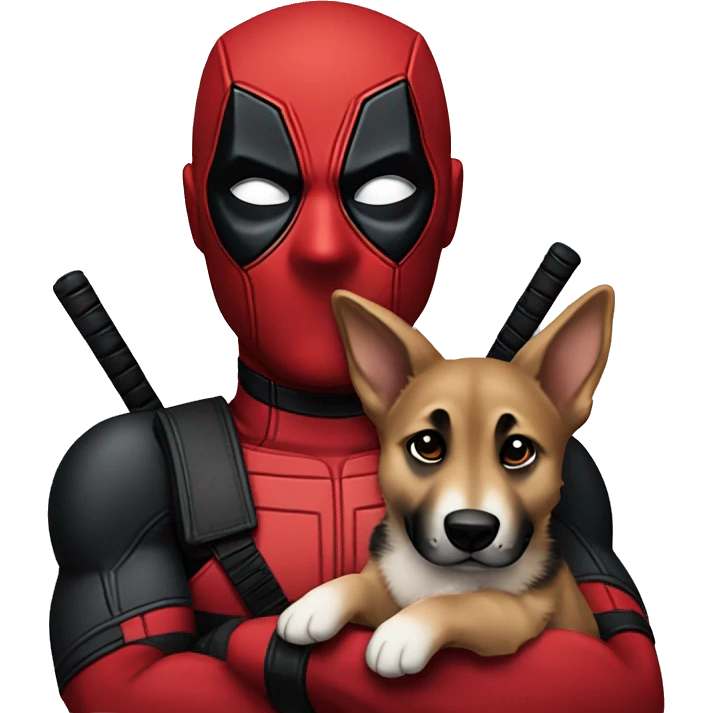Deadpool holding German shepherd puppy emoji