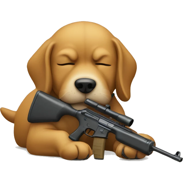 dog with rifle sleeping emoji