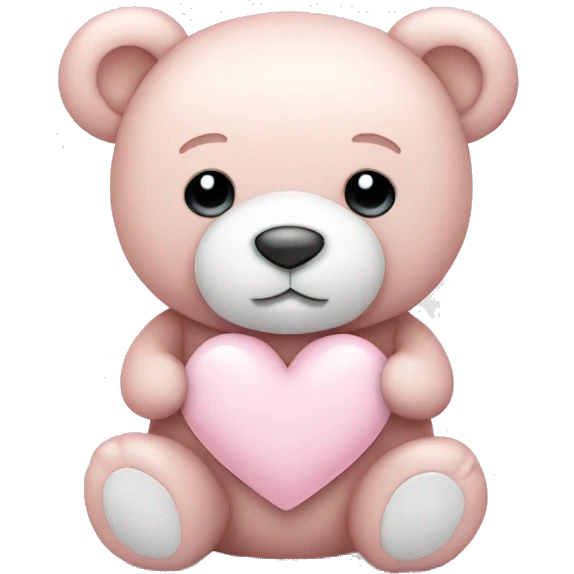 Light pink teddy bear with white heart emoji