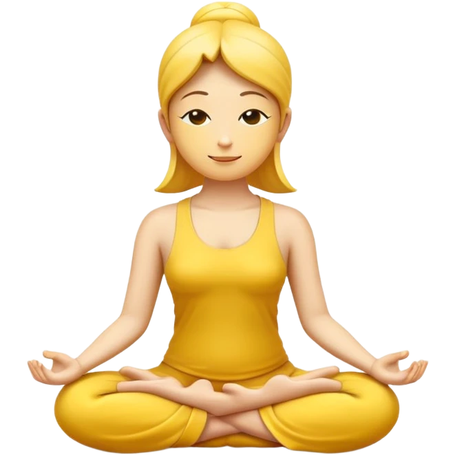 classic yellow emoji in lotus pose, serene face, meditating emoji