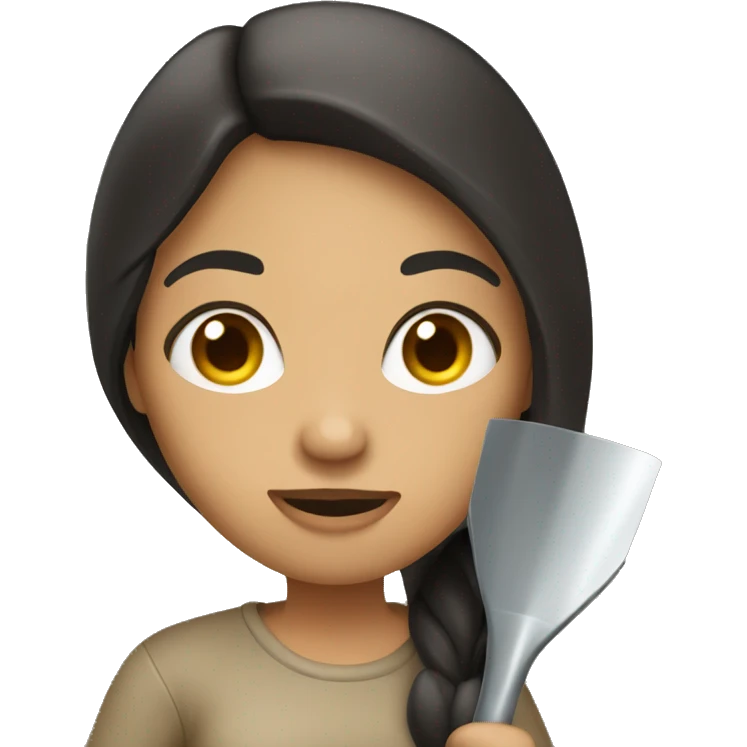 Beige Women with long dark hair holding shovel emoji