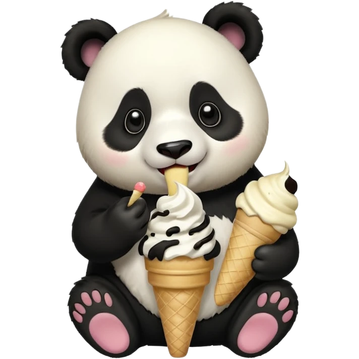 Panda eating ice cream emoji