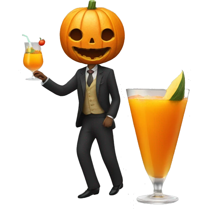 Person with Pumpkin head drinking cocktail emoji