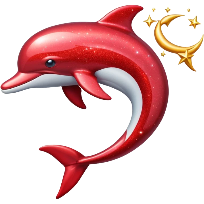 red glitter dolphin emoji
