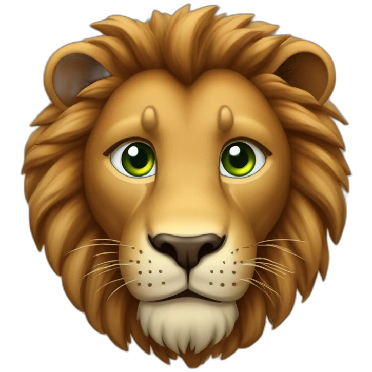 Lion fourrure marron crinière marron foncée yeux verts emoji